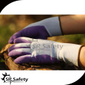 SRSAFETY prix bon marché / gants en latex pourpre violets à base de caoutchouc gris gant de finition mousse